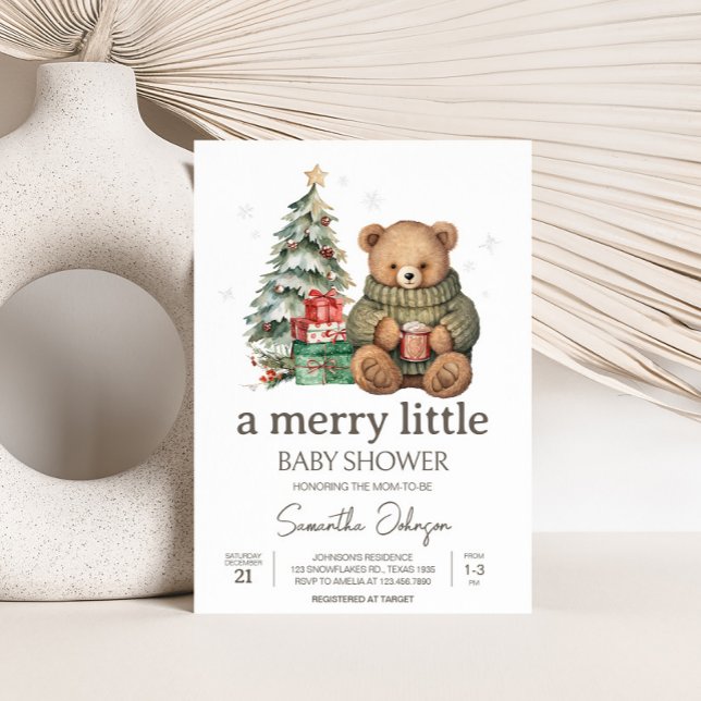 Invitation Baby shower d'ours en peluche d'hiver (A Merry Little Winter Teddy Bear Baby Shower Invitation)