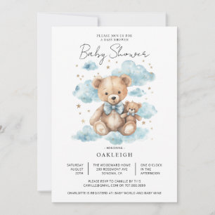 Invitation Baby shower d'ours en peluche mignon