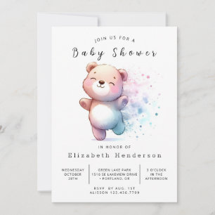 Invitation Baby shower d'ours modifiable enchanté
