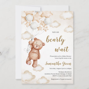 Invitation Baby shower d'ours neutre pour les hommes