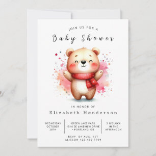Invitation Baby shower d'ours numérique aquarelle