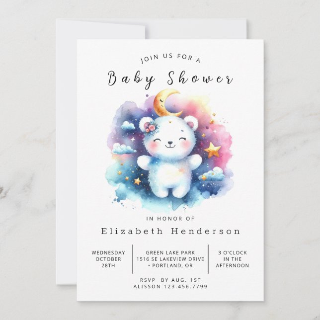 Invitation Baby shower d'ours personnalisé amusant (Devant)