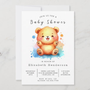 Invitation Baby shower d'ours personnalisé enchâssé