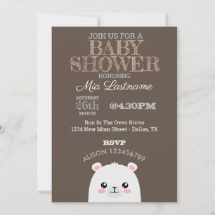 Invitation Baby shower d'ours polaire