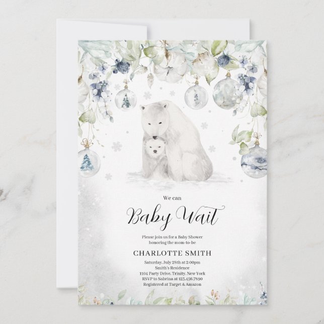 Invitation Baby shower d'ours polaire d'hiver (Devant)