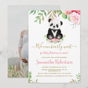 Invitation Baby shower d'ours rose pâle que nous pouvons atte