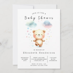 Invitation Baby shower d'ours simple à imprimer