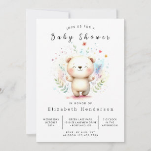 Invitation Baby shower d'ours simple modifiable