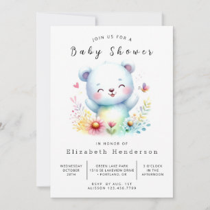Invitation Baby shower d'ours simple modifiable