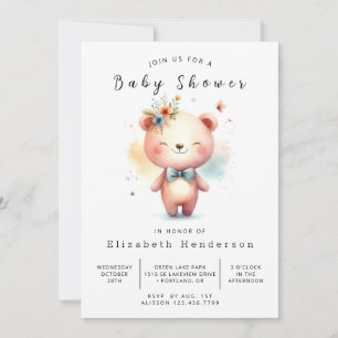 Invitation Baby shower d'ours unique modifiable