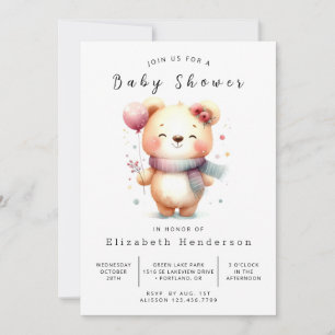 Invitation Baby shower d'ours Whimsical classique