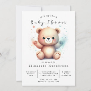 Invitation Baby shower d'ours Whimsy Printable