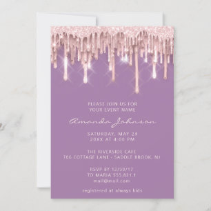 Invitation Baby shower  Doux 16e Rose pourpre