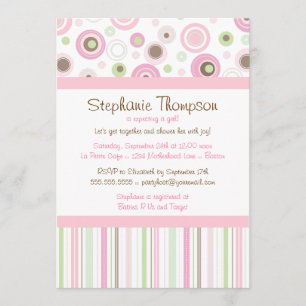 Invitation Baby shower doux Brown rose de point de polka de