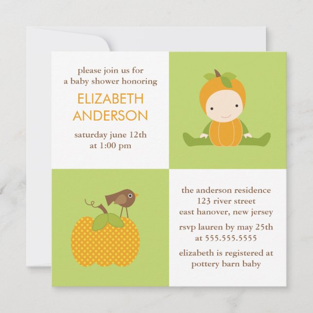 Invitation Baby shower doux d'automne (Devant)