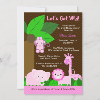Invitation Baby shower doux mignon de bébé d'animaux de