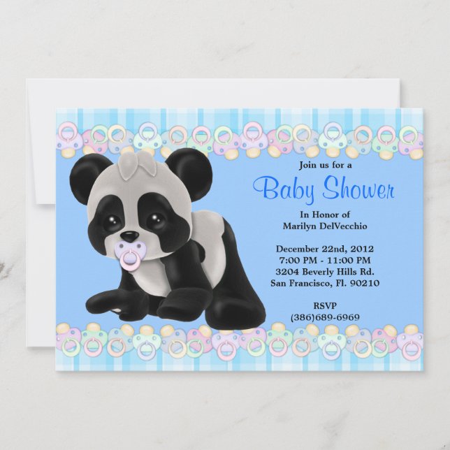 Invitation Baby shower doux MIGNON d'ours panda de bébé de (Devant)
