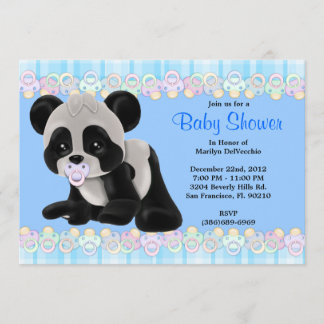 Invitation Baby shower doux MIGNON d'ours panda de bébé de