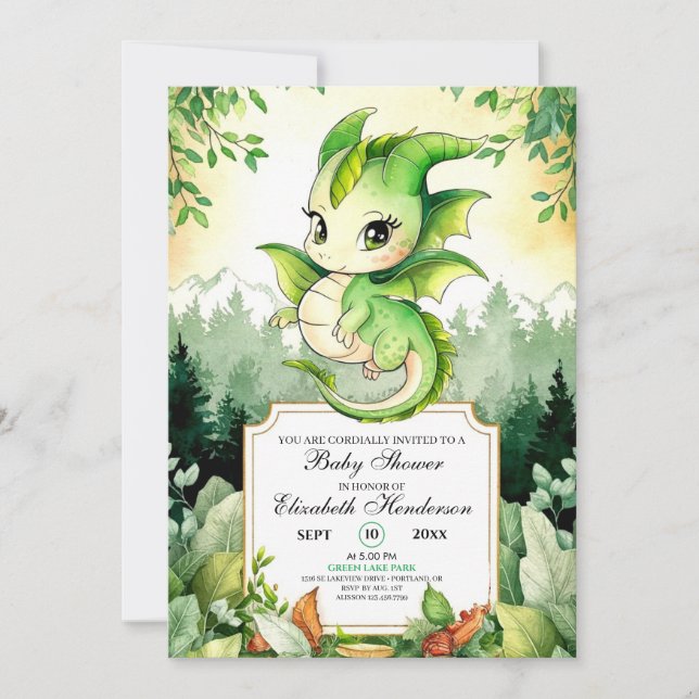 Invitation Baby shower Dragon (Devant)