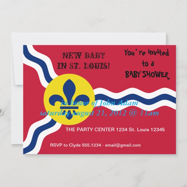 Invitation baby shower, Drapeau de Saint-Louis (Devant)