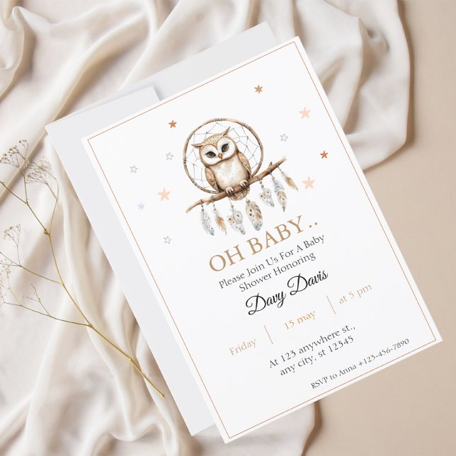 Invitation Baby shower Dreamcatcher Owl (Créateur téléchargé)