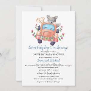 Invitation Baby Shower Drive Through pour le petit garçon au 