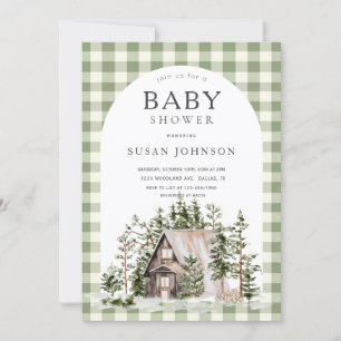 Invitation Baby shower du bilan écologique de la forêt cabine
