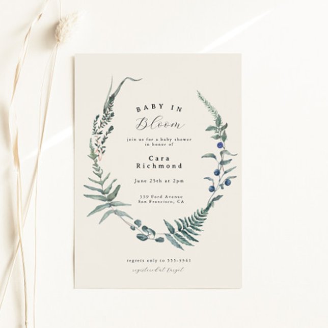 Invitation Baby shower du bois de la forêt de fougères (Créateur téléchargé)