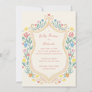 Invitation Baby shower du bouclier floral Pastel Spring