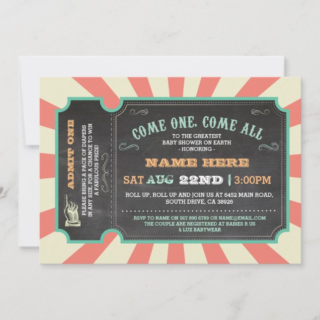 Invitation Baby shower du Carnaval de cirque (Devant)
