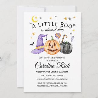 Invitation Baby shower du Citrouille d'Halloween Little Boo