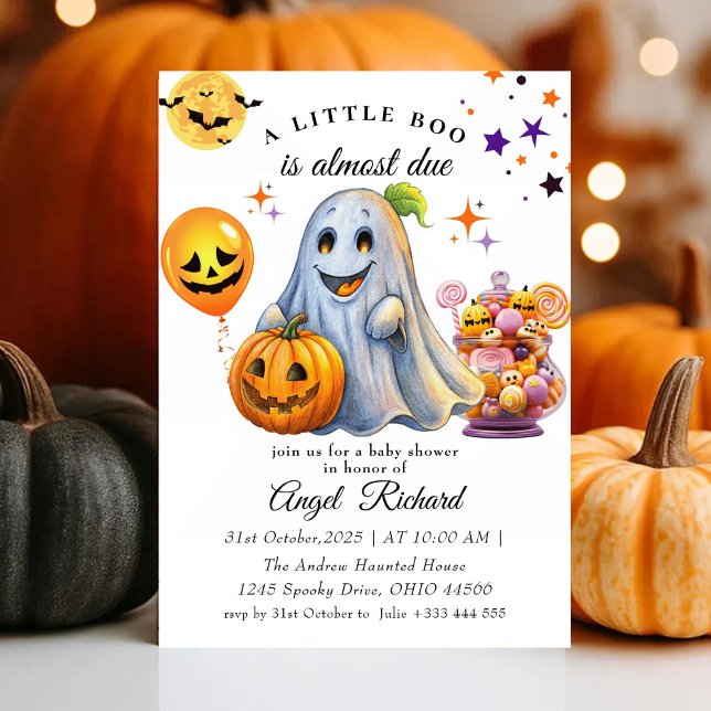 Invitation Baby shower du Citrouille d'Halloween Little Boo (Créateur téléchargé)