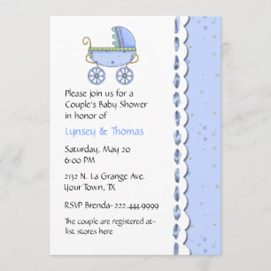 Invitation Baby shower du couple bleu sucré
