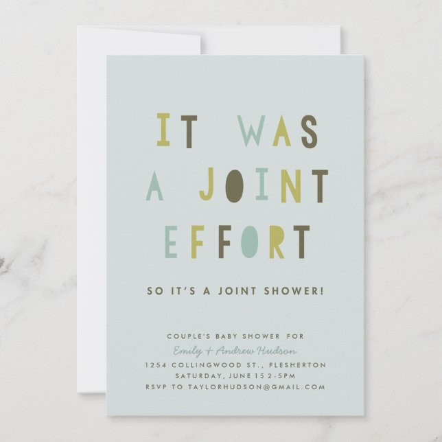 Invitation Baby shower du couple d'effort conjoint (Devant)
