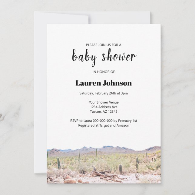 Invitation Baby shower du désert de l'Arizona (Devant)