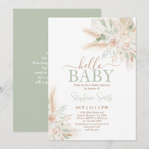 Invitation Baby shower du désert tropical vert Sage Invitatio