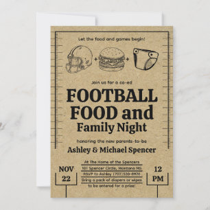 Invitation Baby shower du divertissement, du football et des 