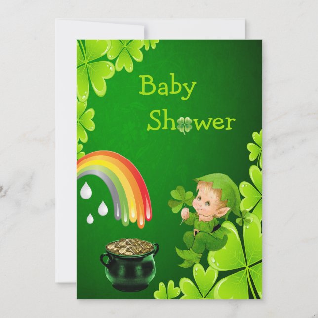 Invitation Baby shower du jour de St Patrick mignon (Devant)