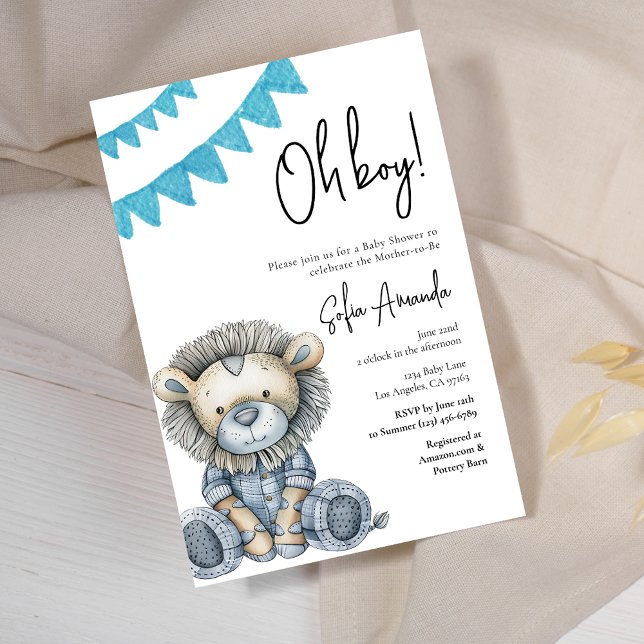 Invitation Baby shower du lion animal mignon du bois (Créateur téléchargé)