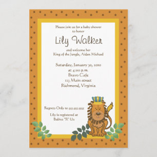 Invitation Baby shower du Lion Roi de la Jungle 5x7 Invitatio
