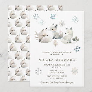 Invitation Baby shower du loup arctique d'hiver