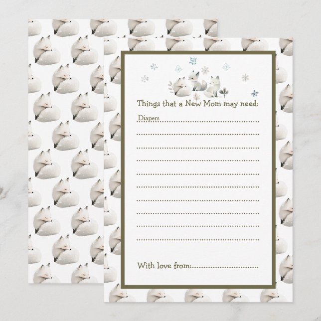 Invitation Baby shower du loup arctique d'hiver (Devant / Derrière)