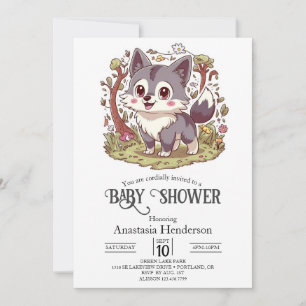 Invitation Baby shower du loup de forêt