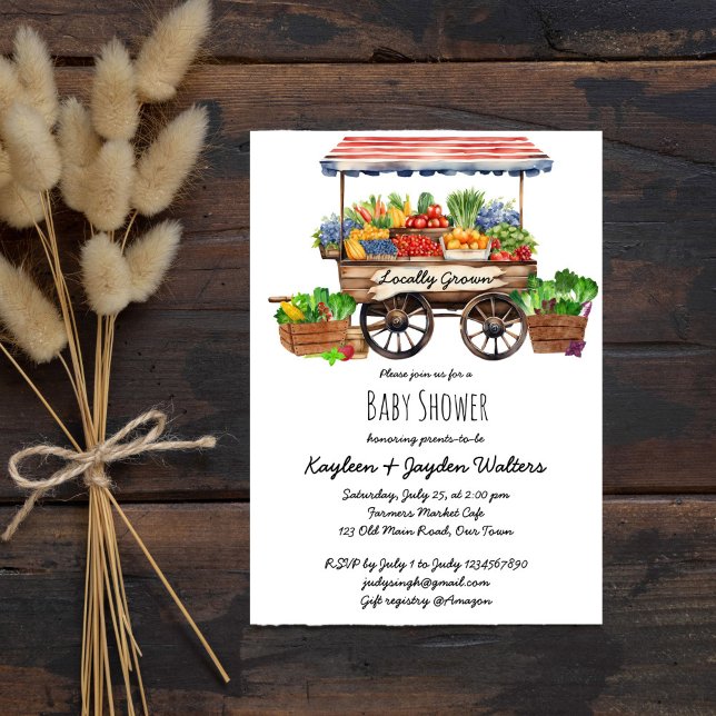 Invitation Baby shower du marché agricole local (Locally grown farmers fresh produce market baby shower invitation editable template instant download)