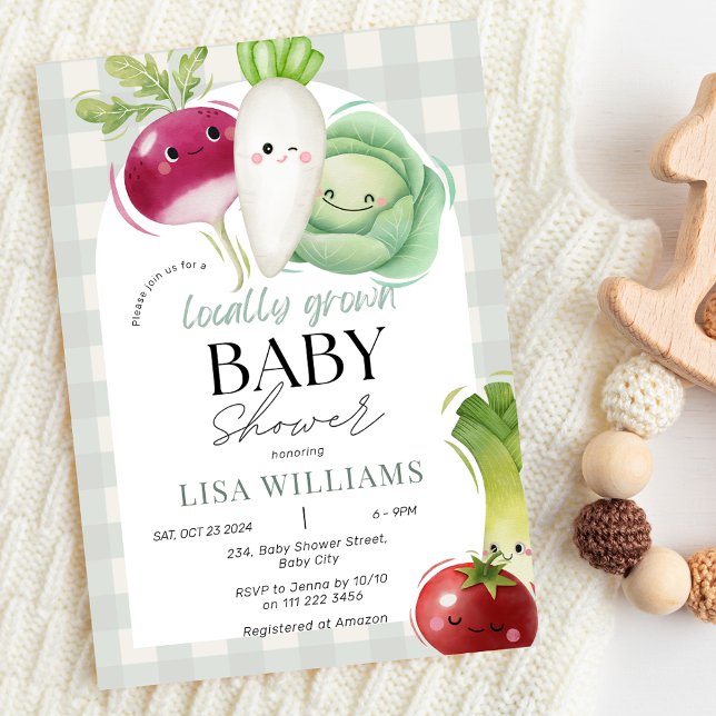 Invitation Baby shower du marché de l'éleveur de bébés local (Locally Grown Baby Cute Farmers Market Baby Shower Invitation)