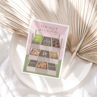Invitation Baby shower du marché des fermiers roses cultivés 