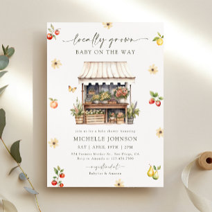 Invitation Baby shower du marché des fermiers rustiques culti