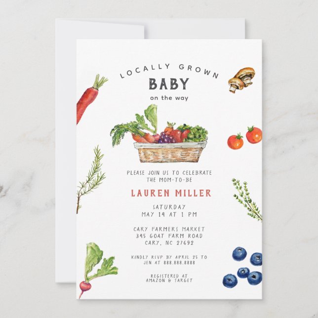 Invitation Baby shower du marché des fermiers rustiques migno (Devant)