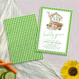 Invitation Baby shower du marché vert En vichy cultivé locale