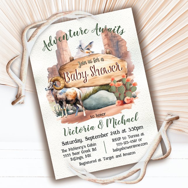 Invitation Baby shower du Parc national Adventure Desert Cany (Créateur téléchargé)